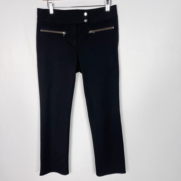Veronica Beard 6 Black Metro Cropped Kick Flare Trouser Pants Faux Zip Pockets - Picture 1 of 13